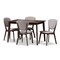 Baxton Studio Tarelle Walnut-Finished Grey Upholstered 5-Piece Dining Set 143-8068 - alternate 1